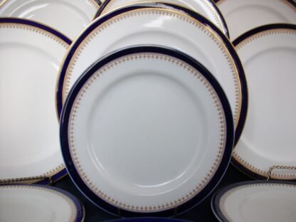 ROYAL WORCESTER COBALT #5786 TAN FILIGREE- VITREOUS (c.1912)- SALAD PLATE 8"- FAIR! RARE!