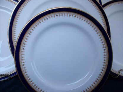 ROYAL WORCESTER COBALT #5488  TAN FILIGREE- VITREOUS (c.1923)-  DESSERT PLATE  7 1/8"- EXCELLENT! RARE!