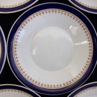 ROYAL WORCESTER COBALT #5786 TAN FILIGREE- VITREOUS (c.1909)- BERRY BOWL- FAIR! RARE!