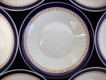 ROYAL WORCESTER COBALT #5786 TAN FILIGREE- VITREOUS (c.1909)- BERRY BOWL- FAIR! RARE!