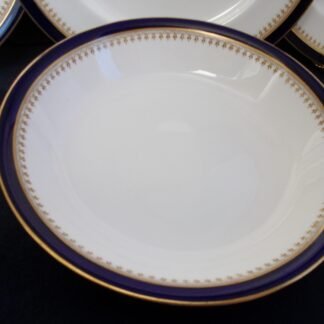 ROYAL WORCESTER COBALT #5488 TAN FILIGREE- VITREOUS (c.1921) COUPE SOUP BOWL  7 3/4"- EXCELLENT! RARE!