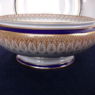 ROYAL WORCESTER  (ROYAL CHINA WORKS-GRAINGER) COBALT #3224  TAN FLORAL FILIGREE  (c.1900)    SERVING BOWL NO LID- EXCELLENT! RARE!