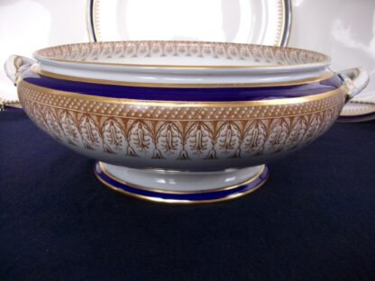 ROYAL WORCESTER  (ROYAL CHINA WORKS-GRAINGER) COBALT #3224  TAN FLORAL FILIGREE  (c.1900)    SERVING BOWL NO LID- EXCELLENT! RARE!