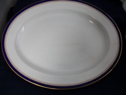 ROYAL WORCESTER COBALT #5786  TAN FILIGREE- VITREOUS (c.1912)  HUGE OVAL SERVING PLATTER  21 1/2"-  EXCELLENT! RARE!