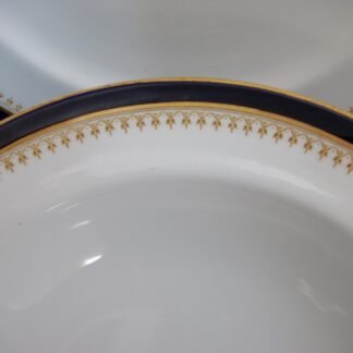 ROYAL WORCESTER COBALT #5488 TAN FILIGREE- VITREOUS (c.1931) NARROW RIM SOUP BOWL 9 1/8"-  EXCELLENT! RARE!