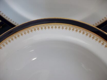 ROYAL WORCESTER COBALT #5488 TAN FILIGREE- VITREOUS (c.1931) NARROW RIM SOUP BOWL 9 1/8"-  EXCELLENT! RARE!