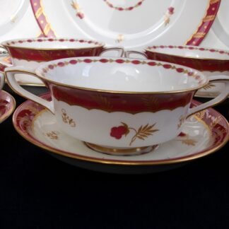 ROYAL WORCESTER GEORGIAN RED (c.1940)  SOUP BOWL & SAUCER- RARE!! EXCELLENT!!