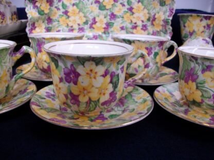 JAMES KENT PRIMULA CHINTZ (c.1955+) DEMITASSE CUP & SAUCER- RARE!! EXCELLENT!!