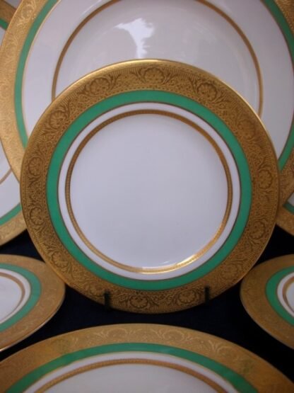 ROYAL WORCESTER C3353 GREEN- GOLD ENCRUSTED (c.1931) BREAD & BUTTER PLATE (s)- EXCELLENT!! RARE!!    
