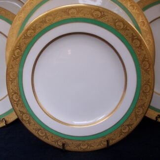 ROYAL WORCESTER C3353 GREEN- GOLD ENCRUSTED (c.1931) SALAD PLATE (s)- EXCELLENT!! RARE!! 