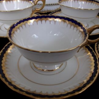 COALPORT SPEARPOINT COBALT #3991 (c.1914+)  CUP & SAUCER- SCALLOPED !! EXCELLENT !!