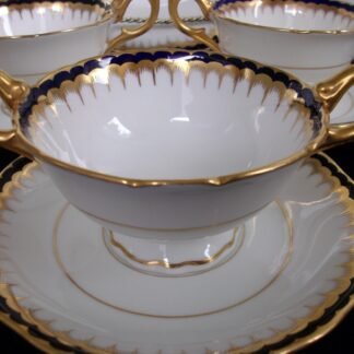 COALPORT SPEARPOINT COBALT #3991 (c.1914+)  SOUP BOWL & SAUCER- SCALLOPED !! EXCELLENT !!