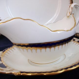 COALPORT SPEARPOINT COBALT #850B (c.1926)  GRAVY BOAT & UNDER PLATE- SCALLOPED !! EXCELLENT !!