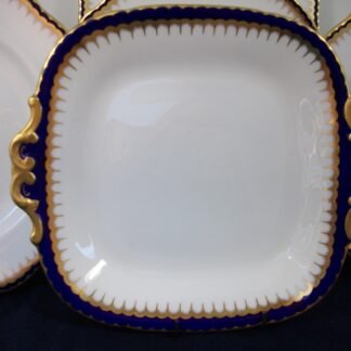 COALPORT SPEARPOINT COBALT 3991A (c.1926)  HANDLED SQUARE CAKE PLATE- SCALLOPED !! EXCELLENT !!