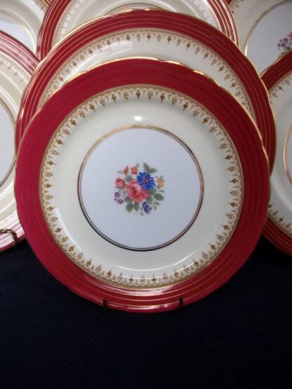 AYNSLEY DORCHESTER MAROON  7499  FLORAL CENTER, TAN FILIGREE  (c.1930+) SALAD PLATE - EXCELLENT!! RARE!!        