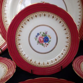 AYNSLEY DORCHESTER MAROON  7499  FLORAL CENTER, TAN FILIGREE  (c.1930+) BREAD & BUTTER PLATE - EXCELLENT!! RARE!!     
