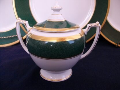 COALPORT ATHLONE GREEN (c.1960's)  COVERED SUGAR BOWL-  EXCELLENT !!