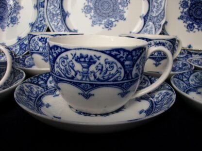 WEDGWOOD QUEEN CHARLOTTE- BLUE & WHITE (c.1884+) CUP & SAUCER- EXCELLENT !! RARE !!