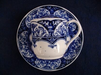 WEDGWOOD QUEEN CHARLOTTE- BLUE & WHITE (c.1884+) DEMI CUP & SAUCER- EXCELLENT !! RARE !!