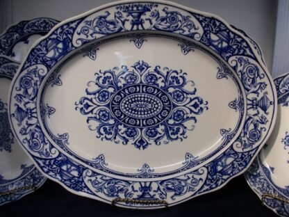 WEDGWOOD QUEEN CHARLOTTE- BLUE & WHITE (c.1884+) OVAL SERVING PLATTER 17 1/4" - RARE! EXCELLENT!
