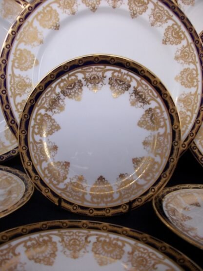 AYNSLEY #13077  COBALT & GOLD BAND - GOLD SCROLLS  (c.1925+) BREAD & BUTTER PLATE-  5  15/16"  SMOOTH - EXCELLENT!! RARE!!