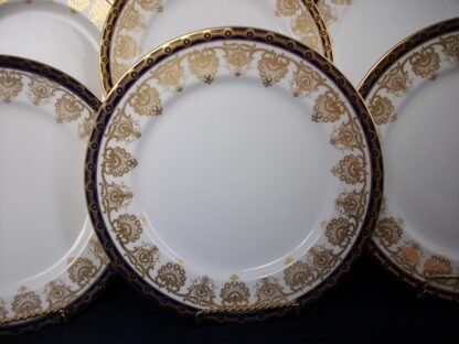 AYNSLEY #13077  COBALT & GOLD BAND - GOLD SCROLLS  (c.1925+) DINNER PLATE-  10 1/4" SMOOTH - EXCELLENT!! RARE!!  
