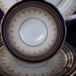 AYNSLEY DORCHESTER COBALT  #7571  NON FLORAL, TAN FILIGREE  (c.1935-36) CUP & SAUCER - EXCELLENT!! RARE!!