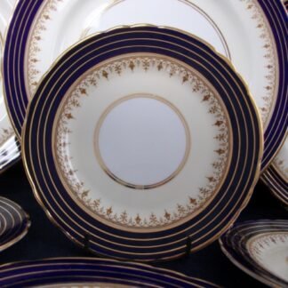 AYNSLEY DORCHESTER COBALT  #7571  NON FLORAL, TAN FILIGREE  (c.1935-36)  BREAD & BUTTER PLATE 6 1/4" - EXCELLENT!! RARE!! 