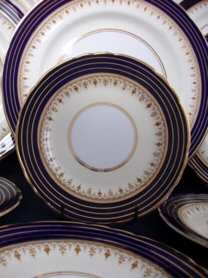 AYNSLEY DORCHESTER COBALT  #7571  NON FLORAL, TAN FILIGREE  (c.1935-36)  BREAD & BUTTER PLATE 6 1/4" - EXCELLENT!! RARE!! 