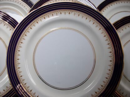 AYNSLEY DORCHESTER COBALT  #7571  NON FLORAL, TAN FILIGREE  (c.1935-36)  DINNER PLATE  10 5/8 " - EXCELLENT!! RARE!!   