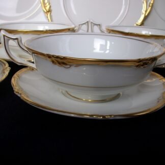 COALPORT EDEN WHITE & GOLD  (c.1950's)  CREAM SOUP BOWL & SAUCER - EXCELLENT!! RARE!!