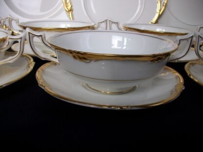COALPORT EDEN WHITE & GOLD  (c.1950's)  CREAM SOUP BOWL & SAUCER - EXCELLENT!! RARE!!