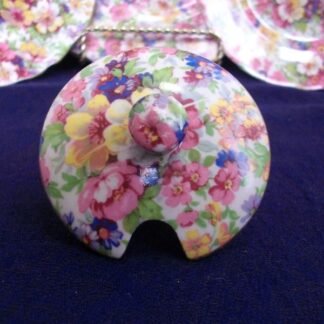 JAMES KENT DUBARRY CHINTZ (c.1950's)  LID for JAM/JELLY POT- GRANVILLE  ROUND -  RARE!! EXCELLENT!!