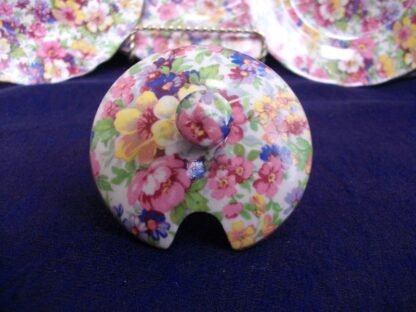JAMES KENT DUBARRY CHINTZ (c.1950's) LID for JAM/JELLY POT- GRANVILLE ROUND - RARE!! EXCELLENT!!