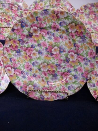 JAMES KENT DUBARRY CHINTZ (c.1950's) LUNCH PLATE- GRANVILLE SHAPE 8 7/8" RARE!! EXCELLENT!!