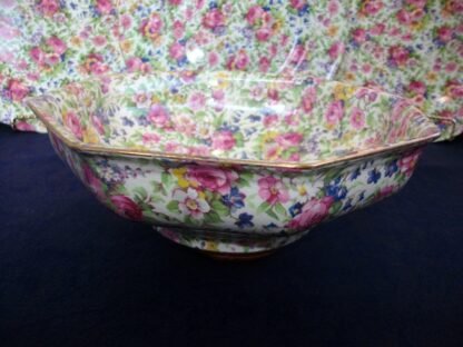 ROYAL WINTON GRIMWADES SUMMERTIME CHINTZ (c.1934-50) OPEN OCTAGONAL SERVING BOWL 7 7/8"- EXCELLENT !! RARE !!