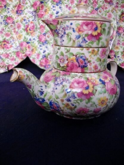 ROYAL WINTON GRIMWADES SUMMERTIME CHINTZ (c.1934-50)  MINI TEAPOT STACKING SET-  EXCELLENT !!  RARE !!