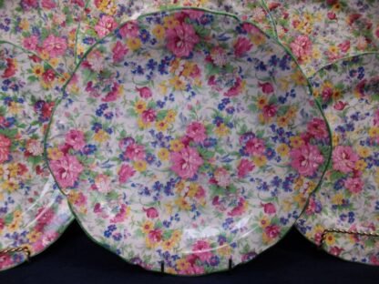 MIDWINTER (W.R.) LTD BRAMA SPRINGTIME CHINTZ GREEN TRIM (c.1942-47) HANDLED CAKE SERVING PLATE 10 1/4" - EXCELLENT!! RARE!!
