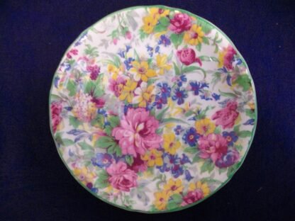 MIDWINTER (W.R.) LTD BRAMA SPRINGTIME CHINTZ GREEN TRIM (c.1942-47) SAUCER FOR CUP - EXCELLENT!! RARE!!