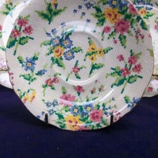 ROYAL WINTON GRIMWADES QUEEN ANNE- CHINTZ NEEDLEPOINT (c.1951+)  ATHENA SAUCER  FOR TEA CUP-  EXCELLENT !!  RARE !!