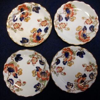 KEELING & CO LTD LOSO WARE- TOKIO- IMARI STYLE (c.1909-37) SET OF 4 BUTTER PATS 3"- RARE!! EXCELLENT!!  Â