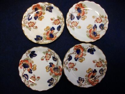 KEELING & CO LTD LOSO WARE- TOKIO- IMARI STYLE (c.1909-37) SET OF 4 BUTTER PATS 3"- RARE!! EXCELLENT!!
