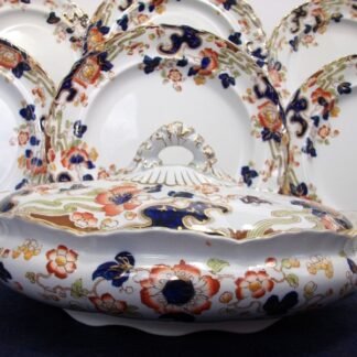 KEELING & CO LTD LOSO WARE- TOKIO- IMARI STYLE (c.1909-37) OVAL COVERED SERVING BOWL #1- RARE!! EXCELLENT!!  Â