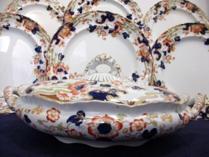 KEELING & CO LTD LOSO WARE- TOKIO- IMARI STYLE (c.1909-37) OVAL COVERED SERVING BOWL #1- RARE!! EXCELLENT!!