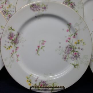 WM GUERIN & CO - BAWO & DOTTER (ELITE WORKS)  LIMOGES-  PURPLE ASTERS, YELLOW & PINK FLORAL SPRAYS (c.1900-32)  DINNER PLATE  9 3/4" - EXCELLENT!!  RARE !!
