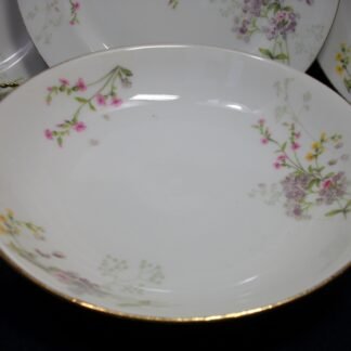 WM GUERIN & CO - BAWO & DOTTER (ELITE WORKS)  LIMOGES-  PURPLE ASTERS, YELLOW & PINK FLORAL SPRAYS (c.1900-32)   COUPE SOUP BOWL  7 1/2"  - GREAT!!  RARE !!