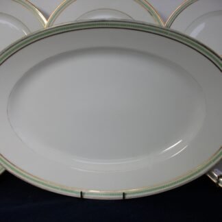 CHARLES MARTIN (CM) DECORE  LIMOGES-  GREEN GREEK KEY #S357 (c.1891-1900)  OVAL SERVING PLATTER  15 3/8"- ANTIQUE!!  EXCELLENT !!  RARE !!