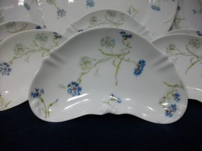 HAVILAND  (THEO)  LIMOGES FRANCE-  BLUE CORNFLOWER (c.1895)   CRESCENT BONE DISH 6"-  SCALLOPED-  EXCELLENT !!  RARE !!