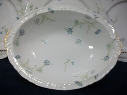 HAVILAND  (THEO)  LIMOGES FRANCE-  BLUE CORNFLOWER (c.1895)   OPEN OVAL SERVING BOWL 9 7/8"-  SCALLOPED-  EXCELLENT !!  RARE !!