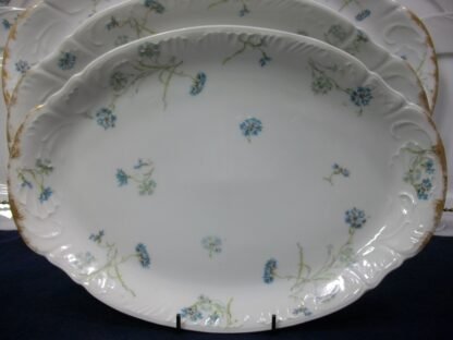 HAVILAND  (THEO)  LIMOGES FRANCE-  BLUE CORNFLOWER (c.1895)   OVAL SERVING PLATTER  11  3/4"-  SCALLOPED-  EXCELLENT !!  RARE !!